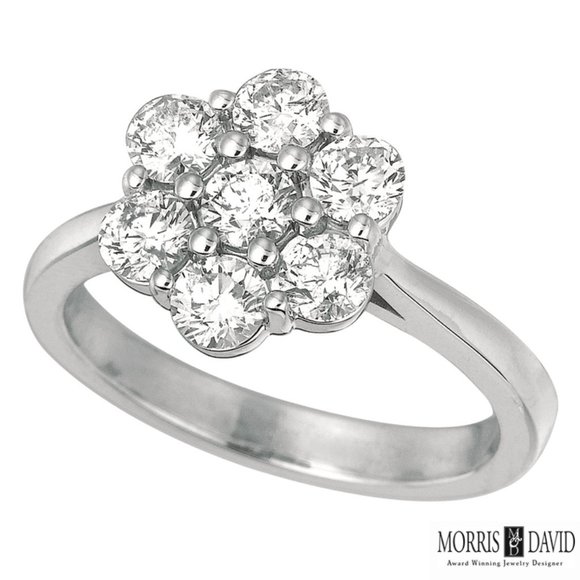 1.00 Carat Natural Diamond Flower Ring